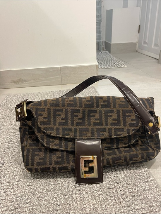 Fendi Handbags - Vintage Fendi Mama Baguette Zucca FF Monogram Canvas Shoulder Bag Brown